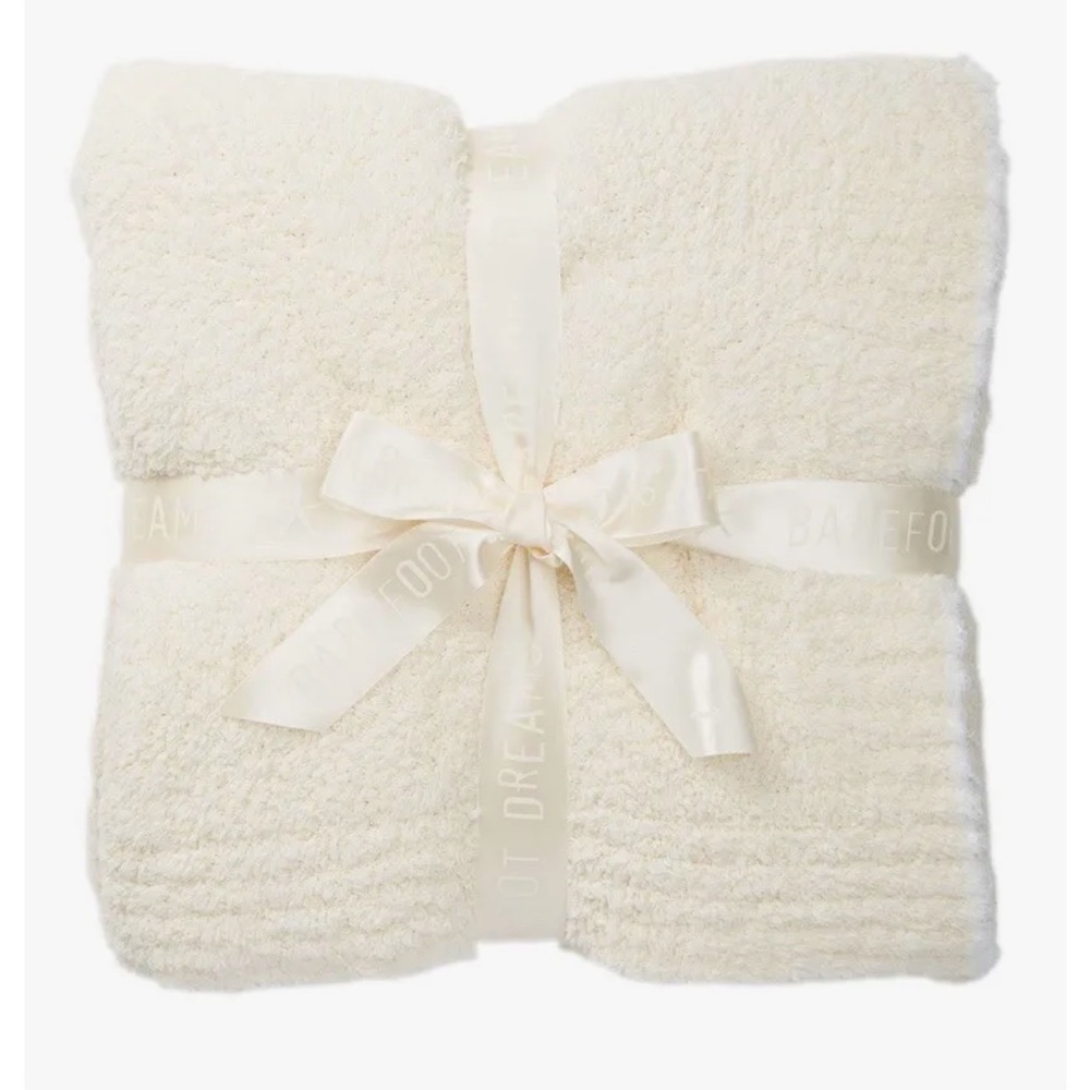 Barefoot dreams cream white throw nwt